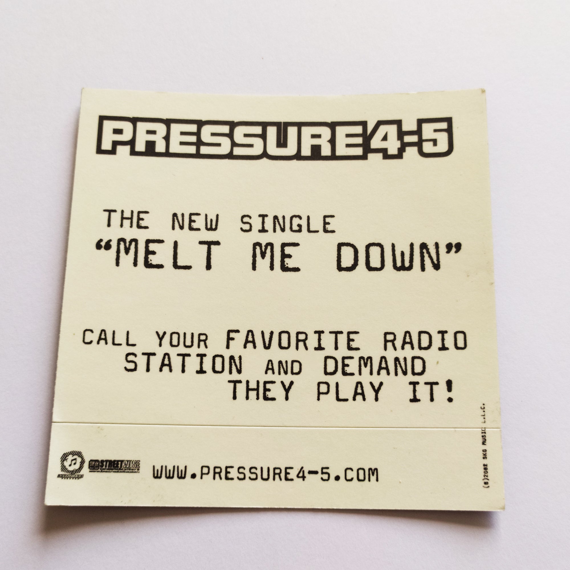 Pressure 4-5 - Melt Me Down Music Sticker - SkateboardStickers.com