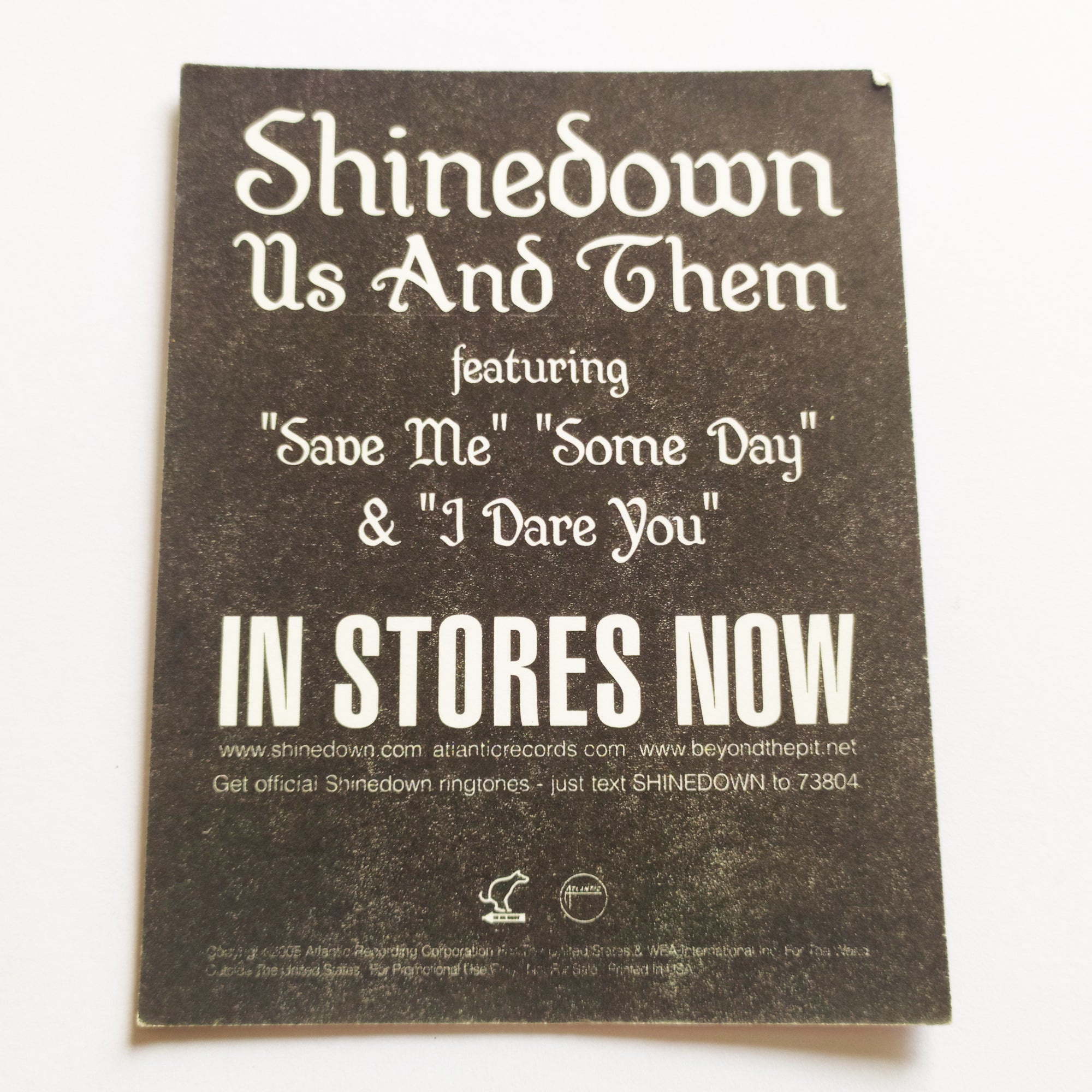 Shinedown - Us And Them Music Sticker - SkateboardStickers.com