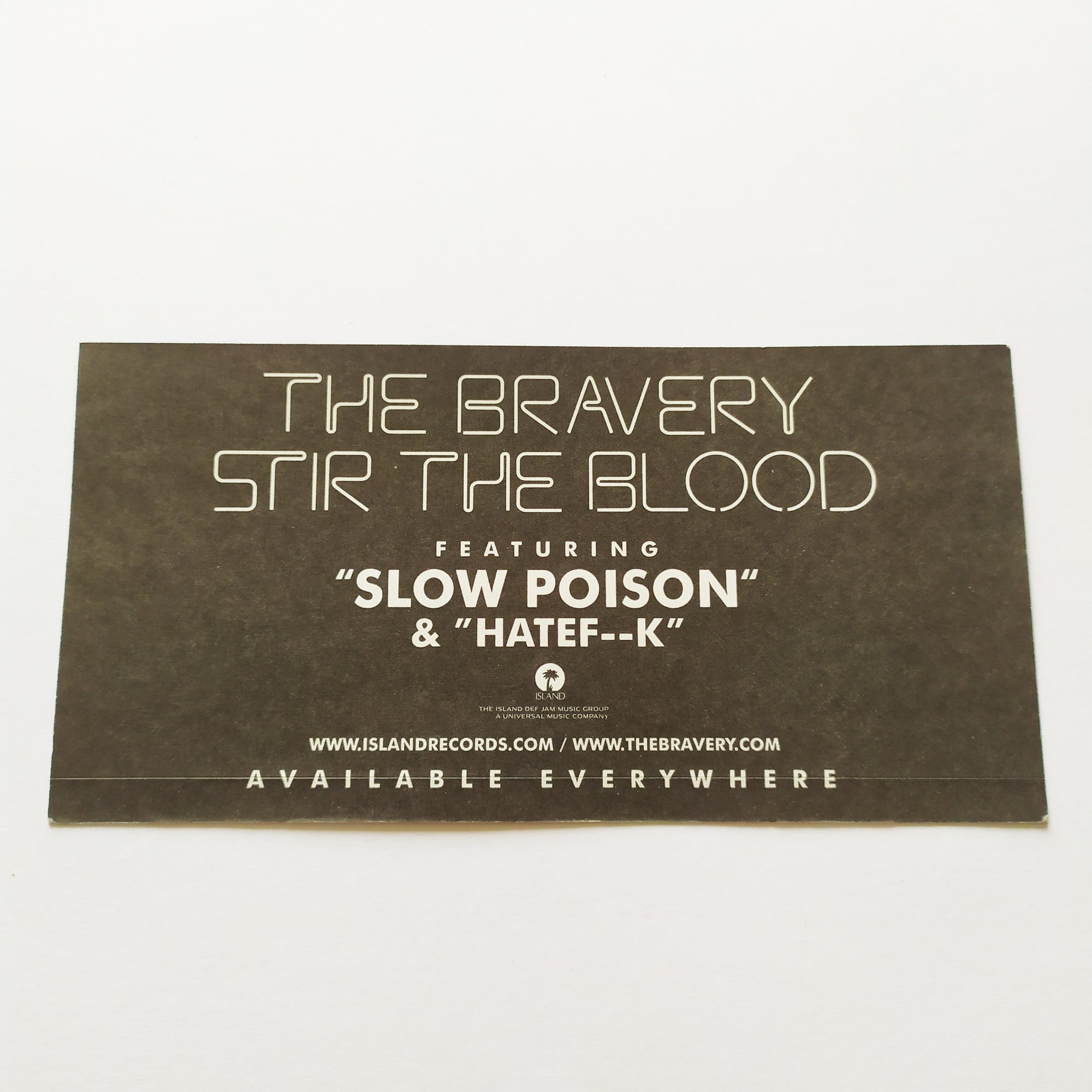 The Bravery - Stir The Blood Music Sticker - SkateboardStickers.com