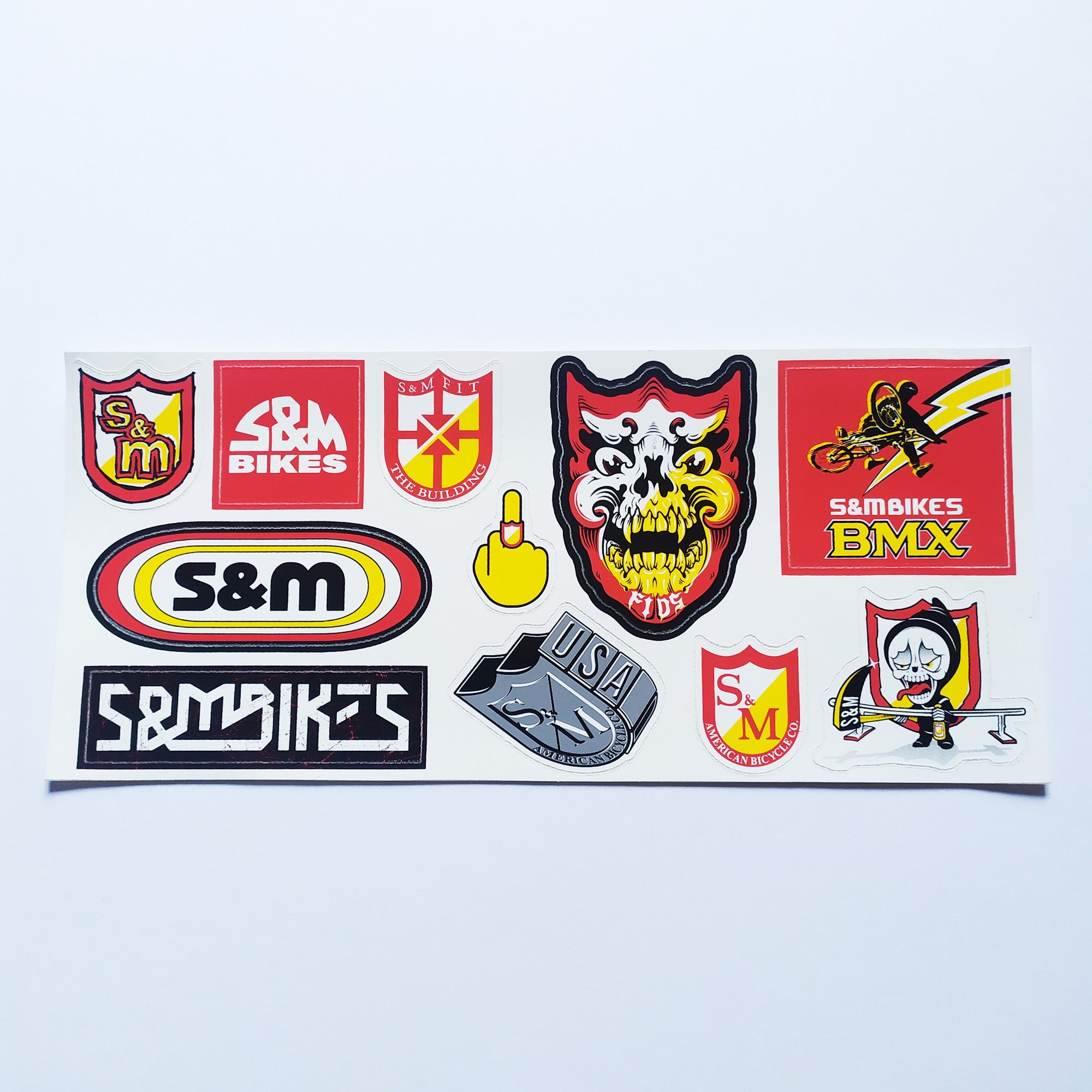 S&M BMX Sticker Sheet - 11 stickers - SkateboardStickers.com