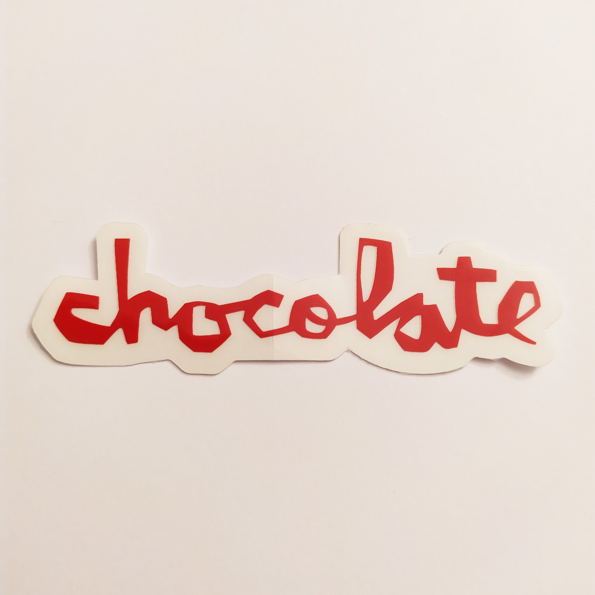 Chocolate Chunk Logo Skateboard Sticker - Red - 8cm across approx