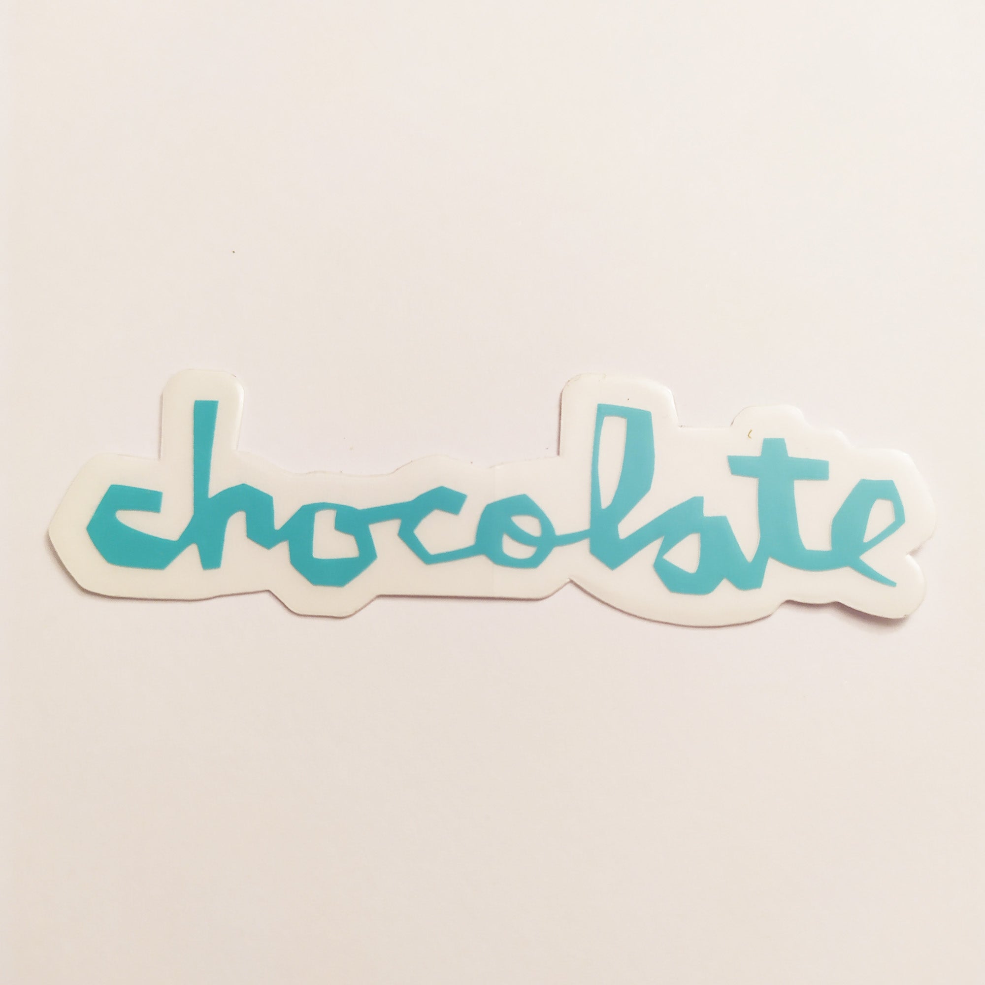 Chocolate Chunk Logo Skateboard Sticker - Aqua - 8cm across approx