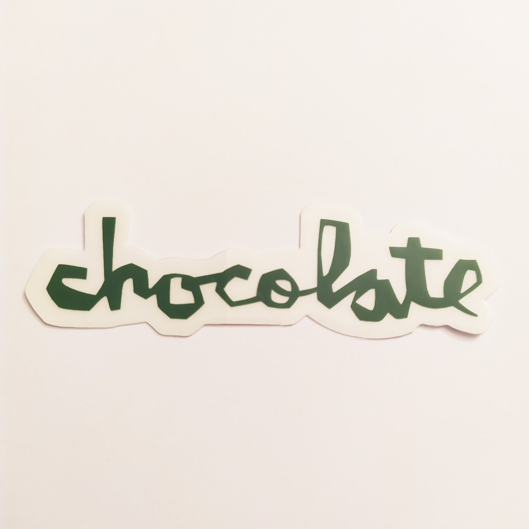 Chocolate Chunk Logo Skateboard Sticker - Dark Green - 14 cm across approx.