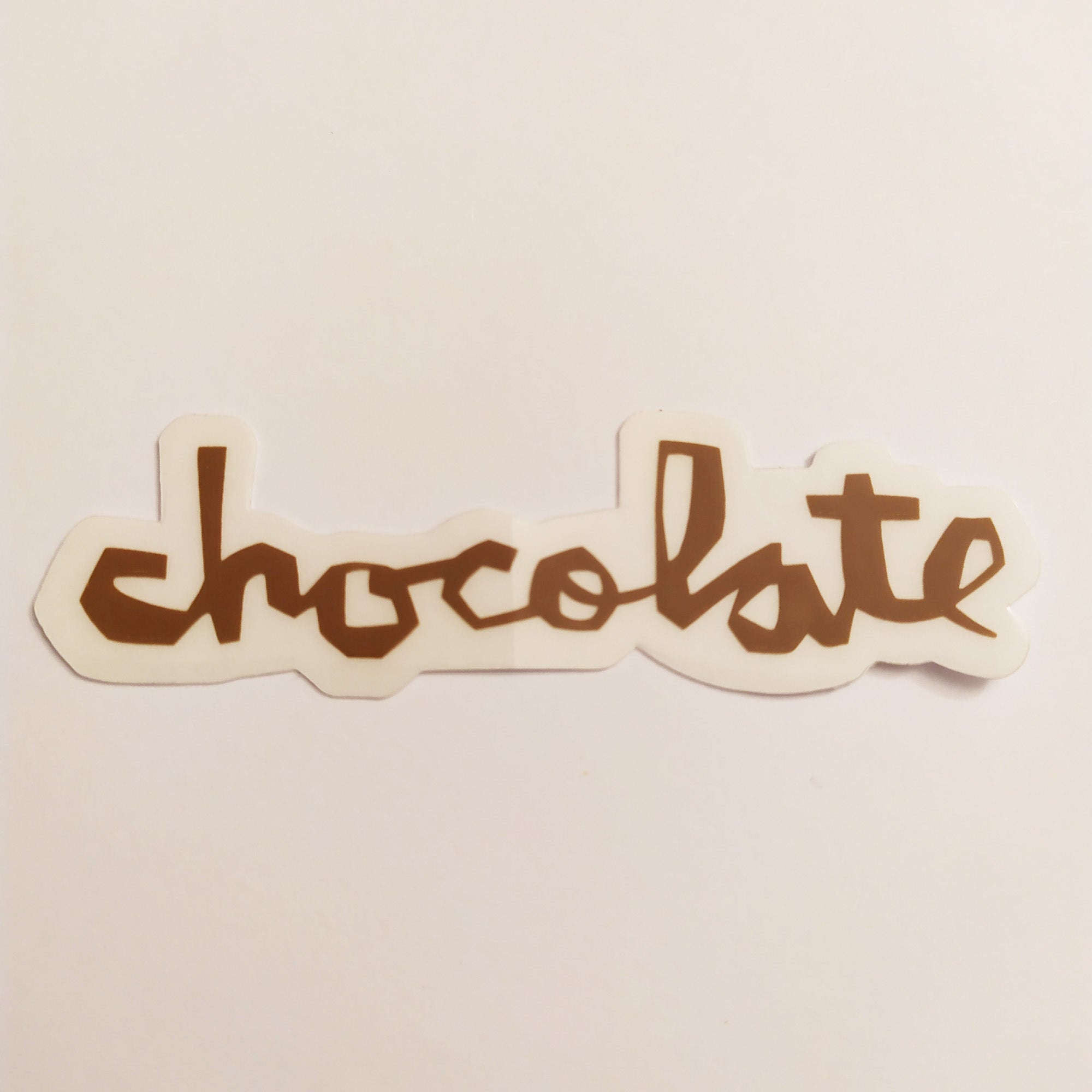 Chocolate Chunk Logo Skateboard Sticker - Brown - 8cm across approx