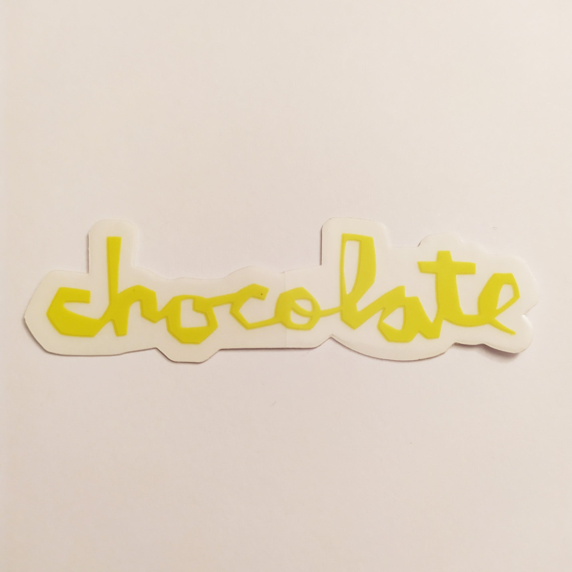 Chocolate Chunk Logo Skateboard Sticker - Lime Green - 8cm across approx