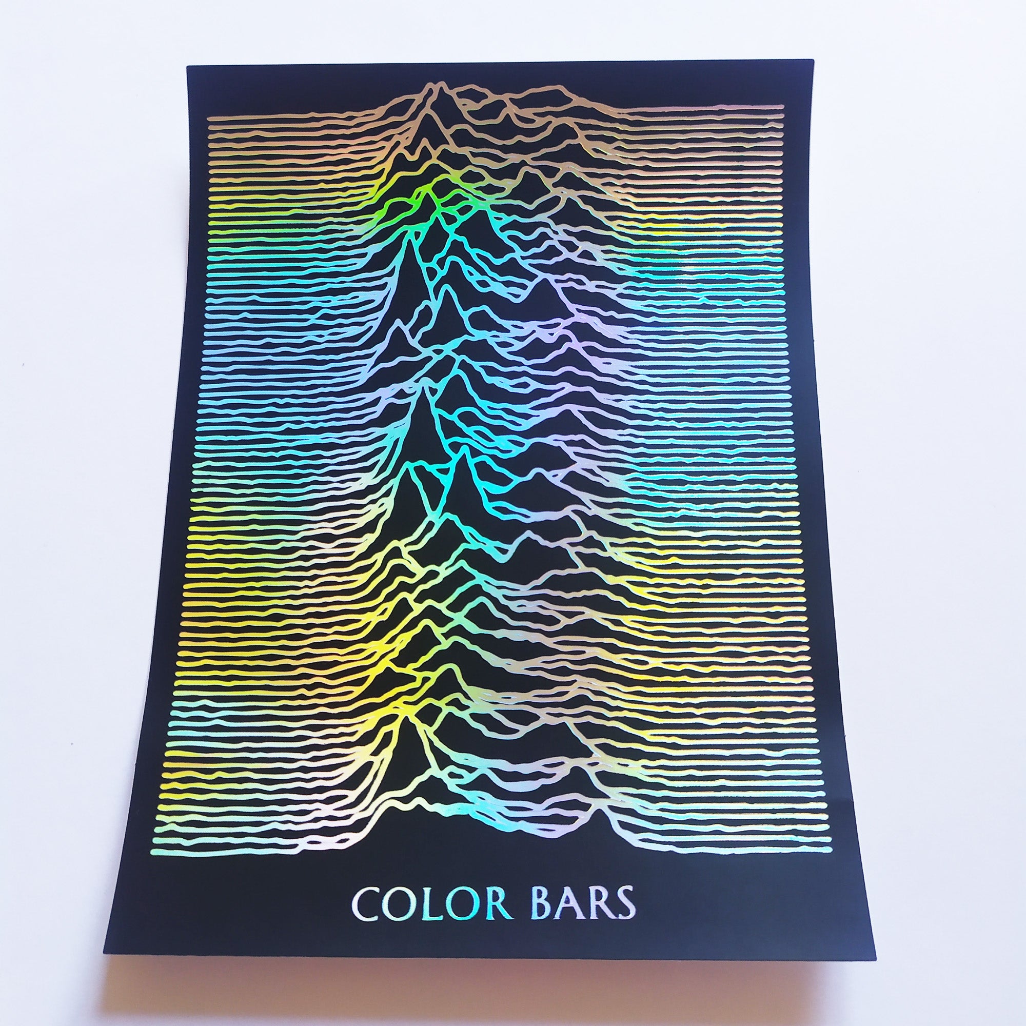 Color Bars X Joy Division "Unknown Pleasures" Black/Silver Skateboard Sticker