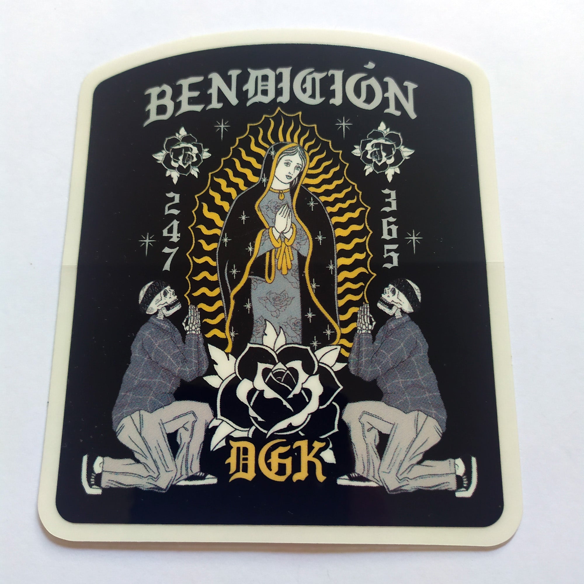 DGK / Dirty Ghetto Kids "Bendicion" Skateboard Sticker - 10 cm x 8.5 cm approx - SkateboardStickers.com