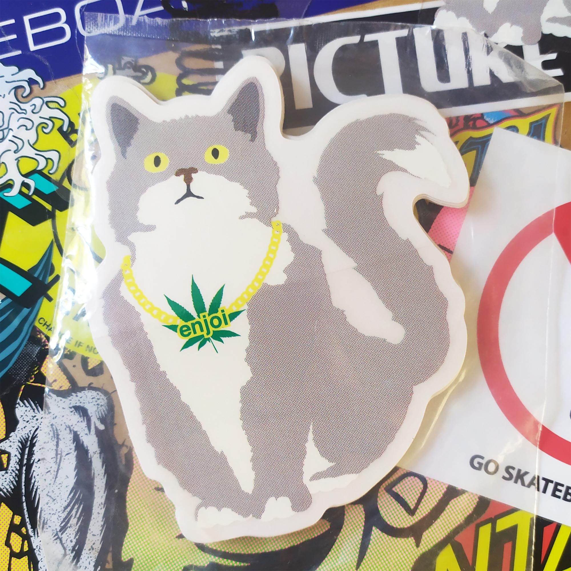 Enjoi Skateboards Stickers - 10 x "Weed Cat" Stickers Pack Bundle SEALED