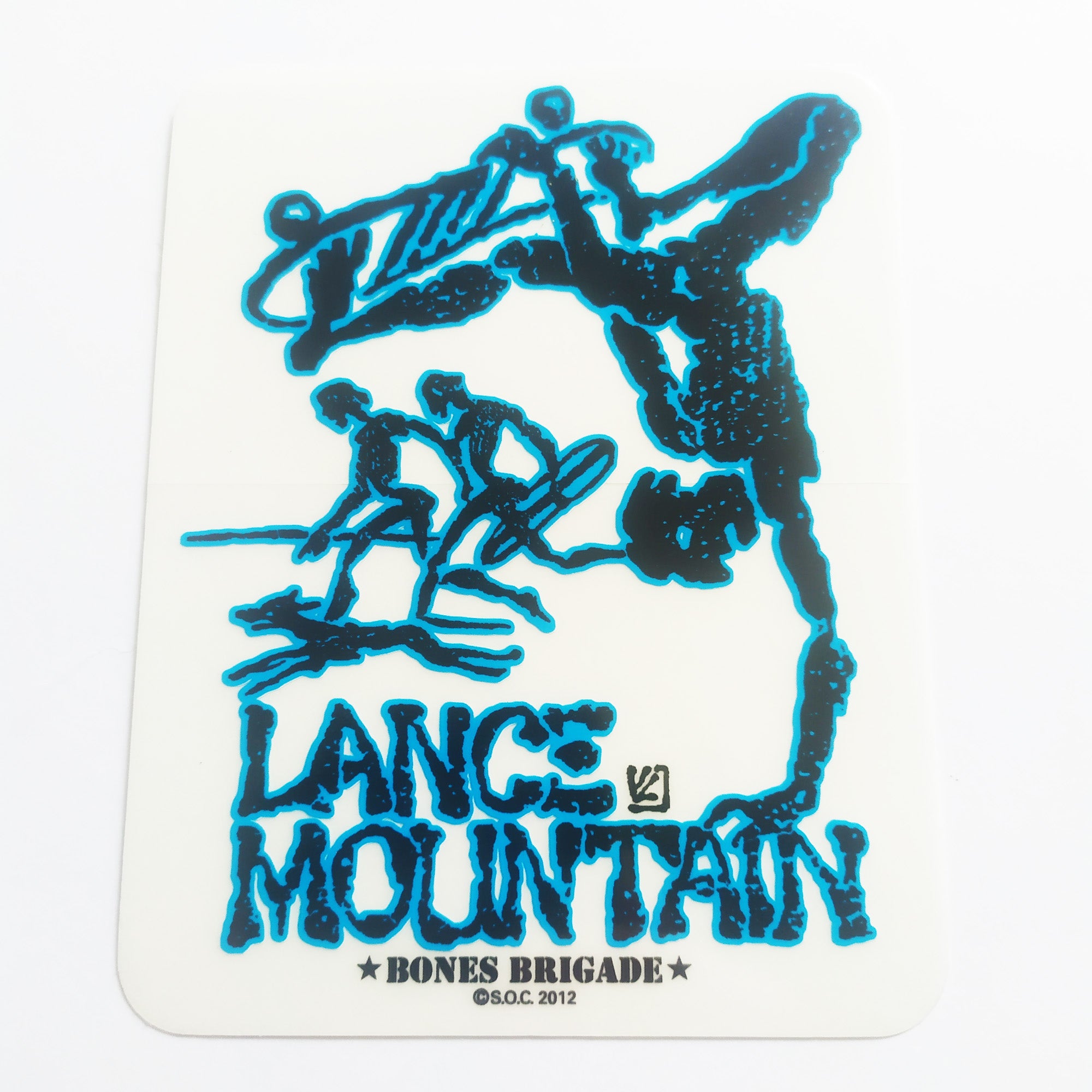 Powell Peralta, Lance Mountain "Future Primitive" Skateboard Sticker in Blue. 11.5cm x 9cm approx