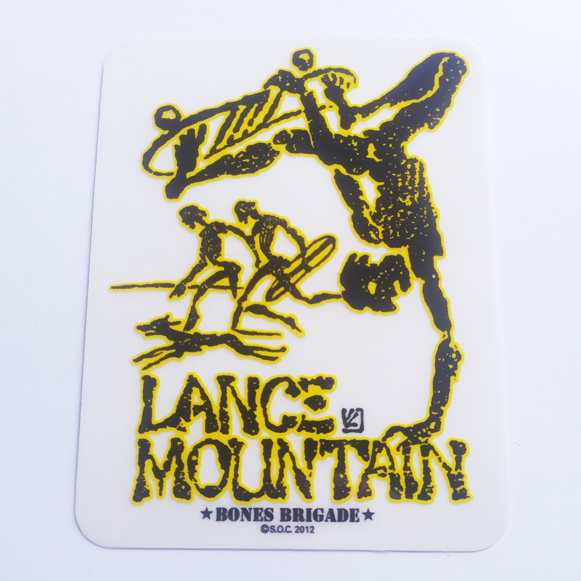 Powell Peralta, Lance Mountain "Future Primitive" Skateboard Sticker in Yellow. 11.5cm x 9cm approx