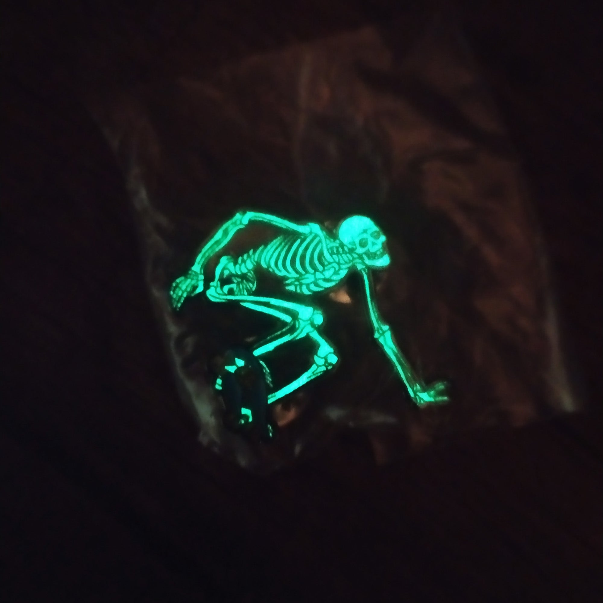 Powell Peralta "Skateboarding Skeleton" Lapel Pin (Glow in the Dark) - SkateboardStickers.com