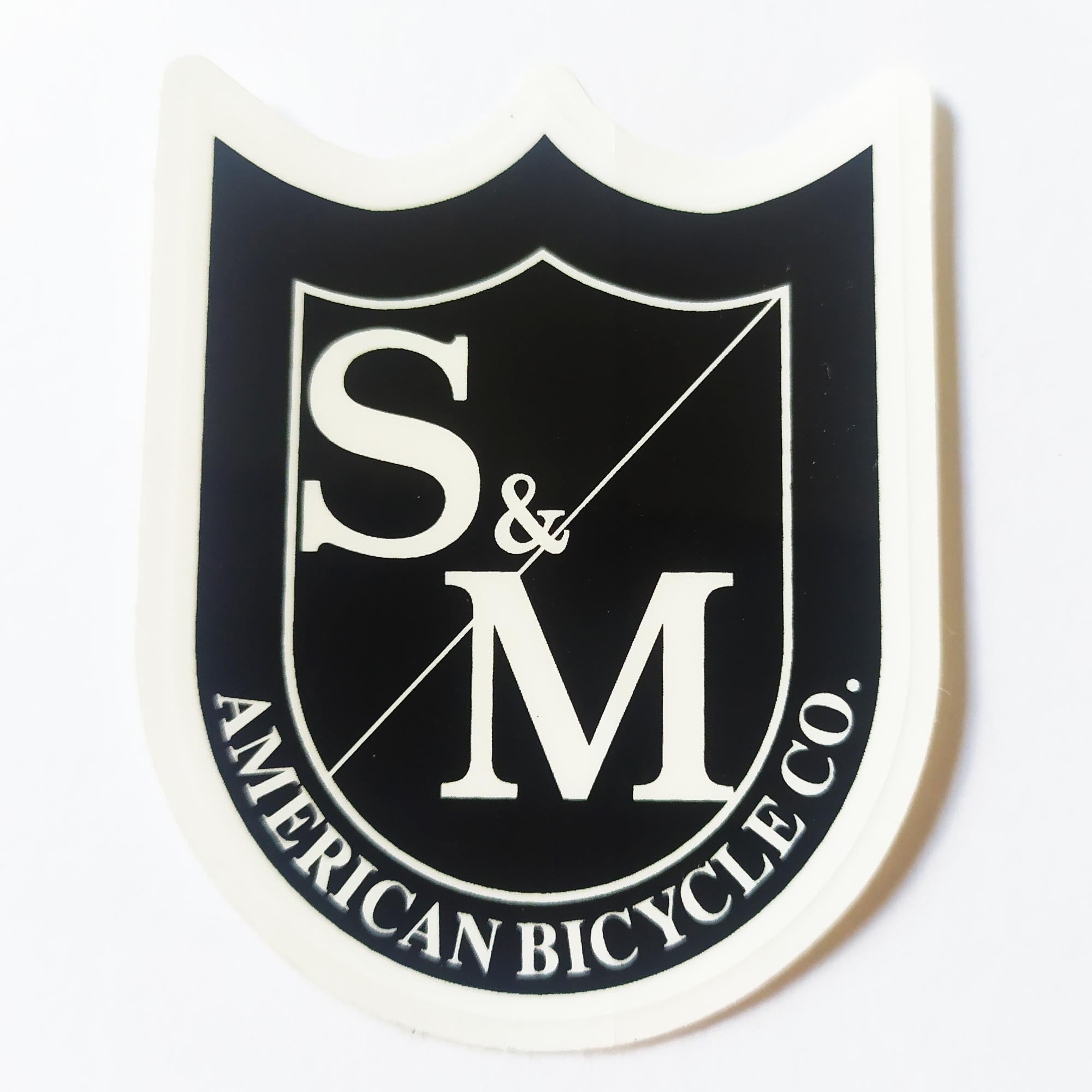 S&M Die Cut Black/White Shield BMX Sticker / Decal - 6 cm