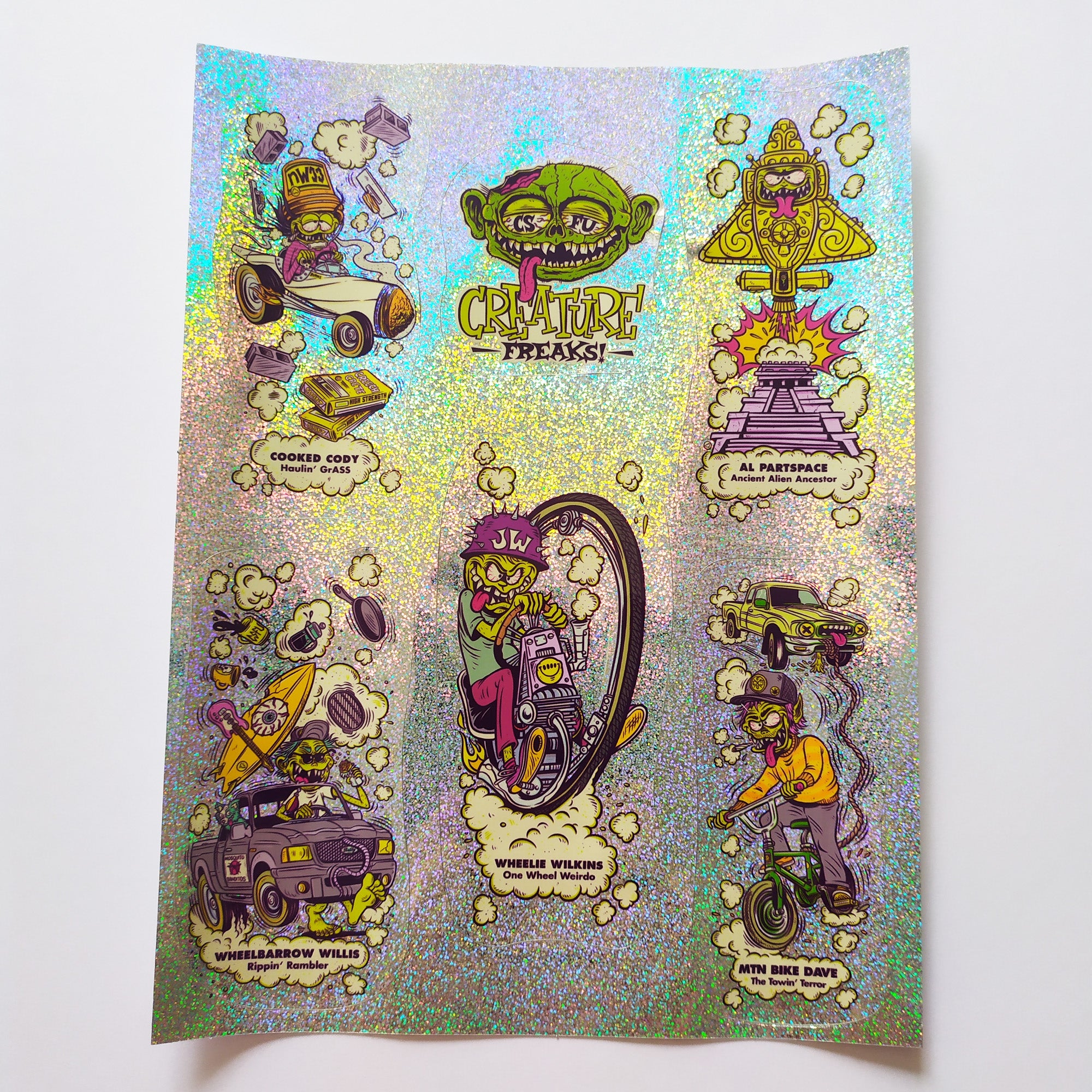 Creature "Freaks" Prismatic Skate Sticker Sheet (6 stickers per sheet) - SkateboardStickers.com