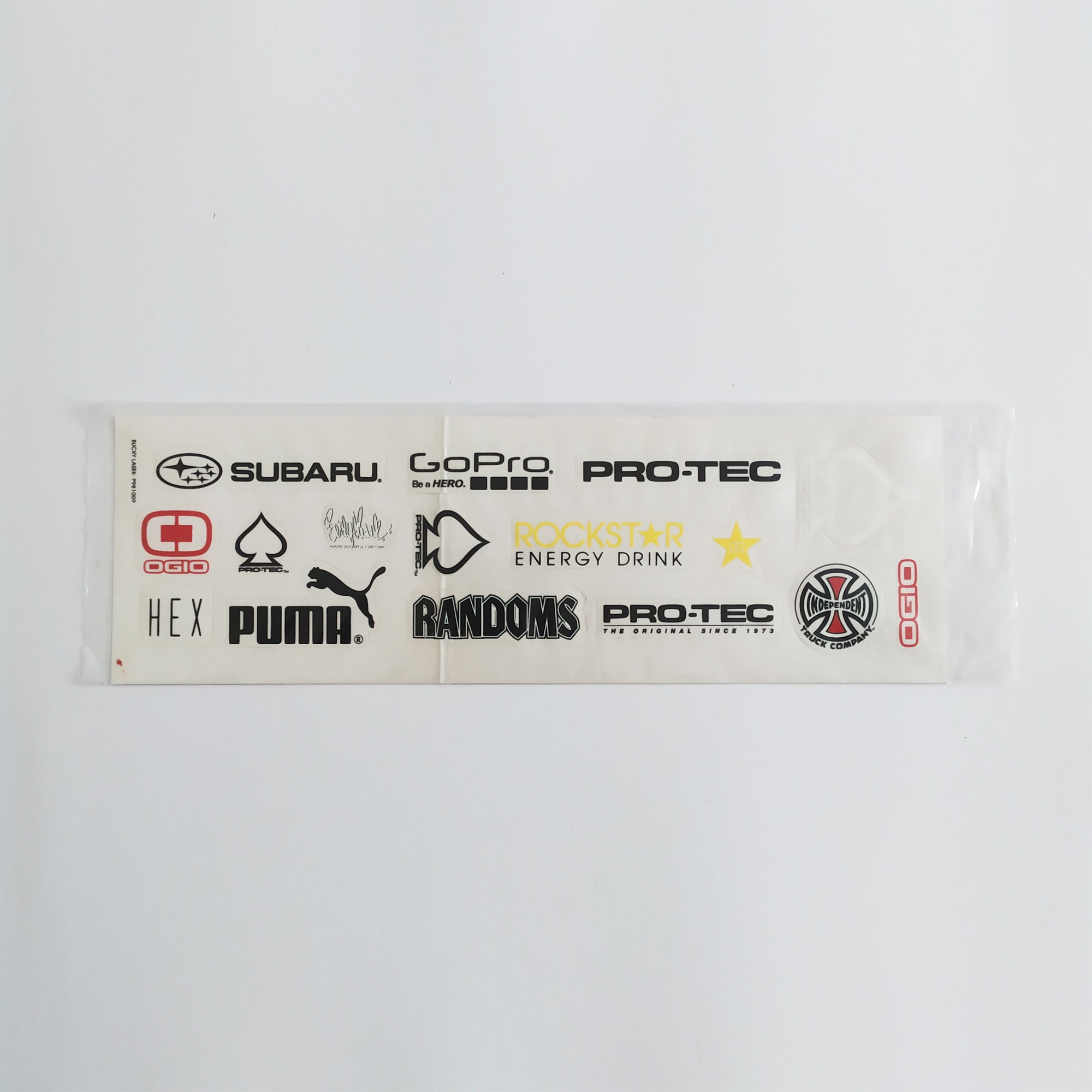 Sticker Sheet - Independent, Pro-Tec, GoPro. Puma (creased) - SkateboardStickers.com