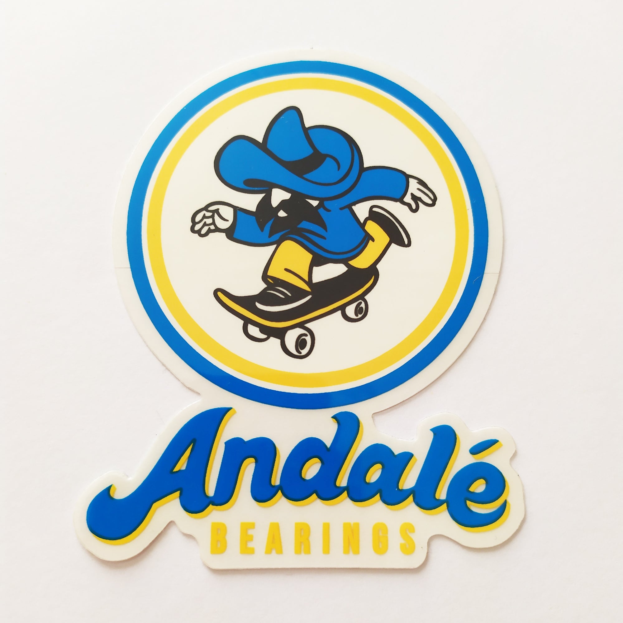 Andale Bearings Skateboard Sticker - Pushing Skater - 9.5cm - SkateboardStickers.com