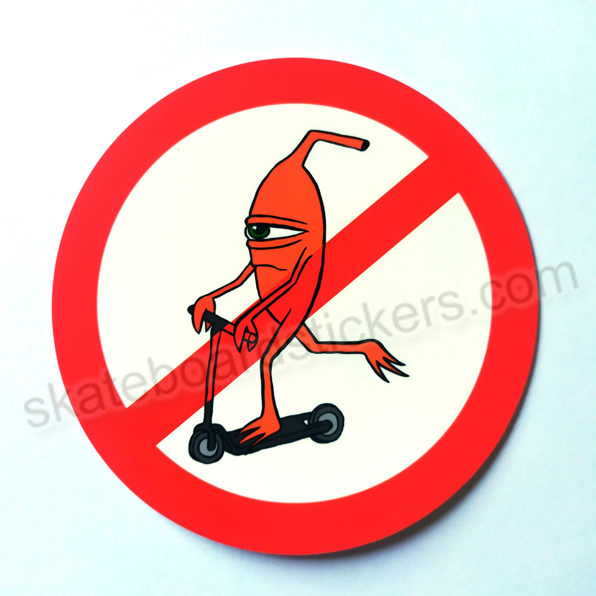 Toy Machine "No Scooter" - Skateboard Sticker 10 cm across approx.