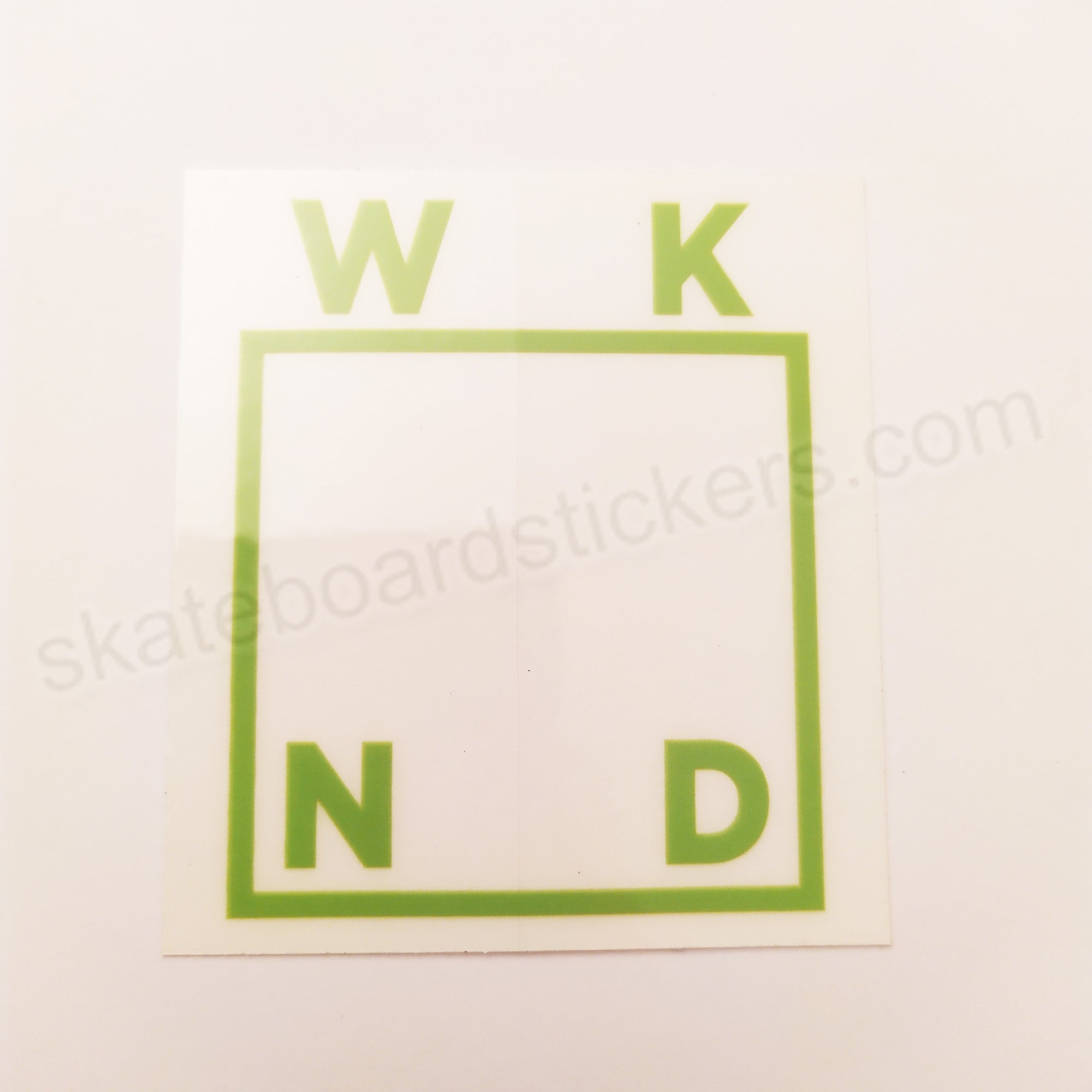 WKND Skateboard Sticker - 6.5 cm x 6 cm approx